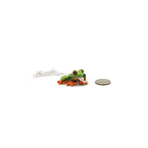 Frog Necklace, Green Frog Gift, Frog Pendant, Tree Frog Jewelry, Frog Charm, Jewelry Gift, Amphibian Charm, Tree Frog Charm, Ceramic Frog image 2