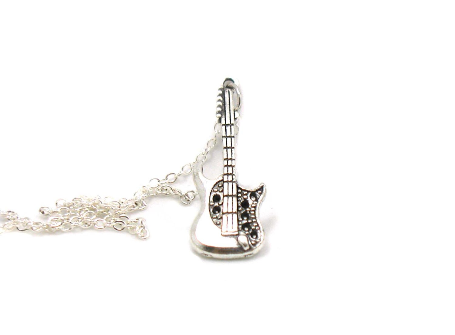 Guitar Necklace Charm Necklace Guitar Charm Jewelry Guitar Etsy