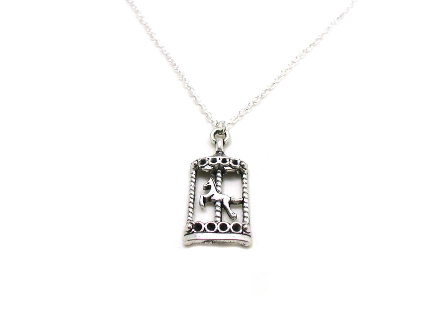 Carousel Necklace Charm Necklace Carousel Charm Carousel Etsy