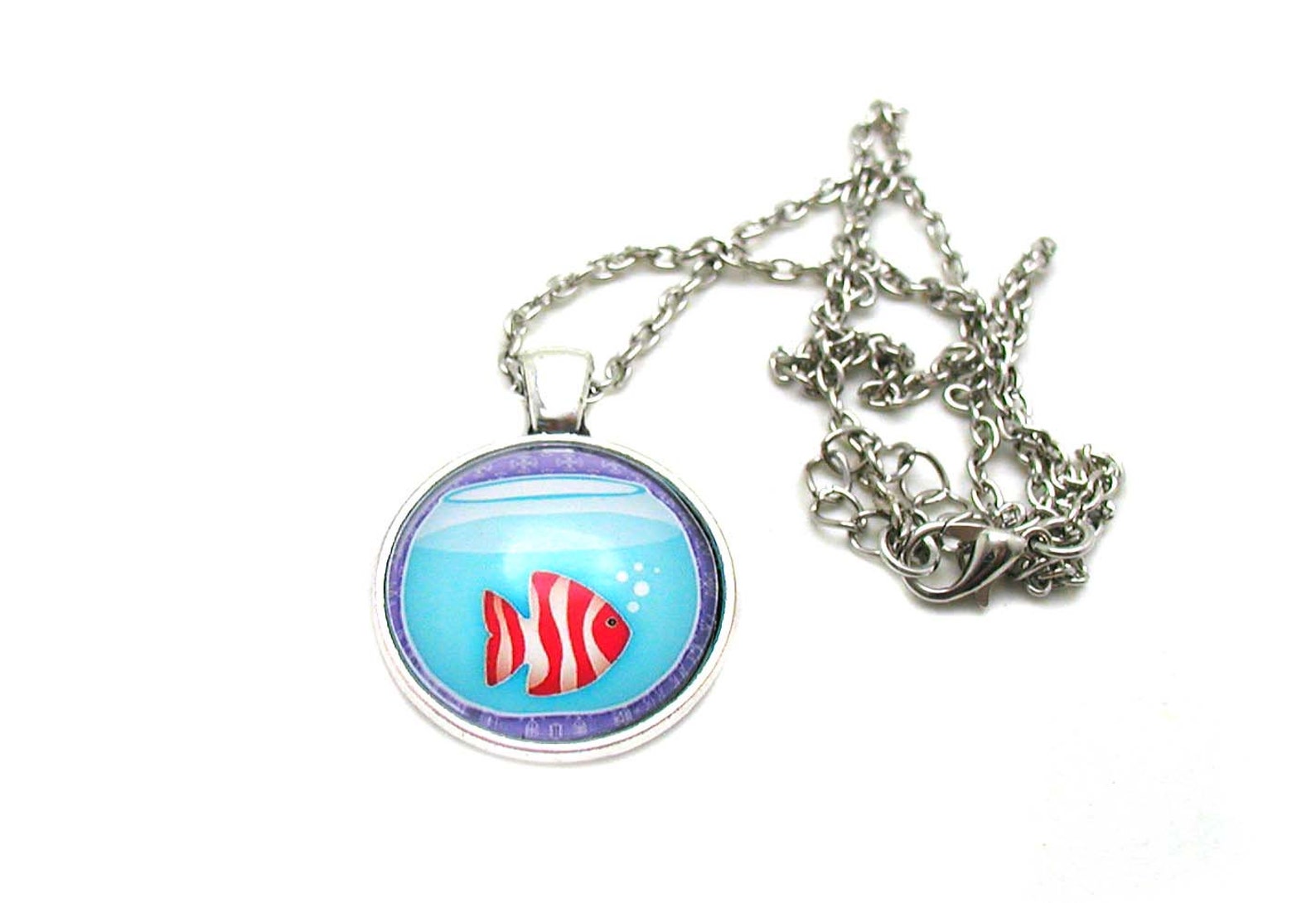 Goldfish Necklace Goldfish Bowl Necklace Charm Necklace Etsy