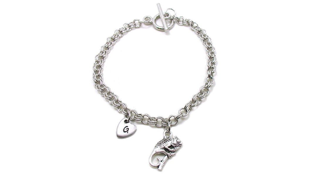 Silver Chameleon Bracelet, Gecko Bracelet, Chameleon Jewelry