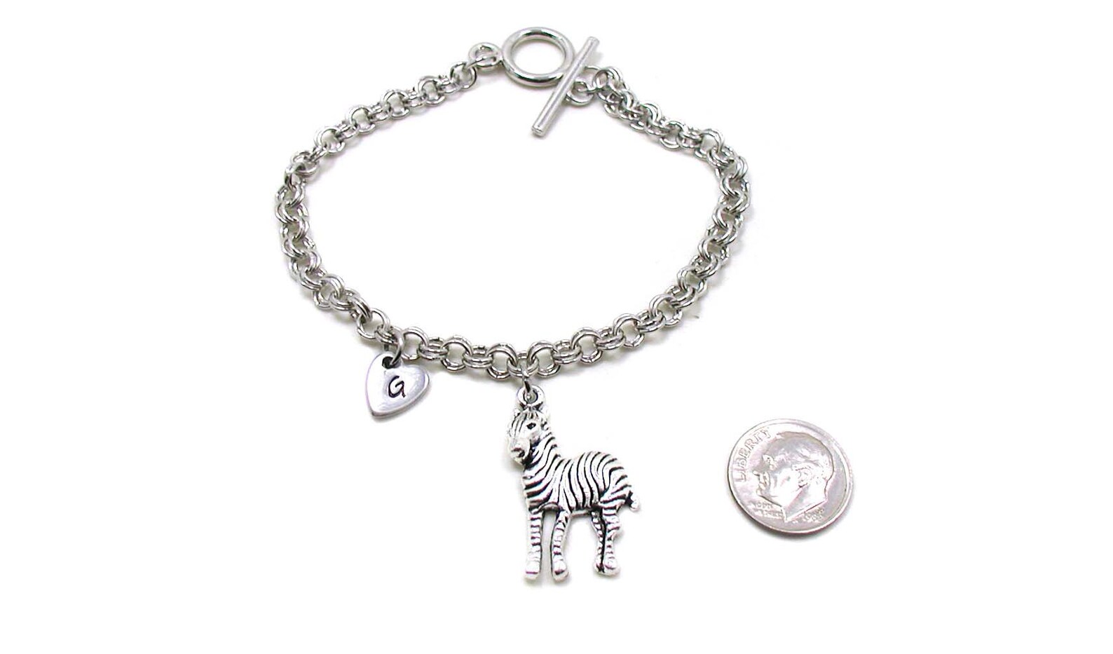 Zebra Charm Bracelet Zebra Bracelet Zebra Jewelry Initial Etsy UK