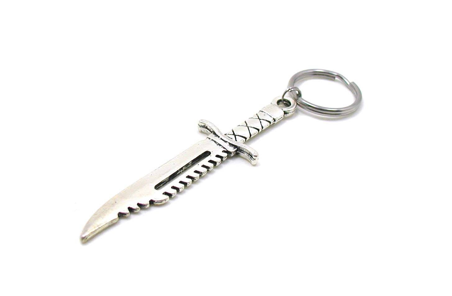 Silver Dagger Keychain, Dagger Key Ring, Dagger Knife Keychain