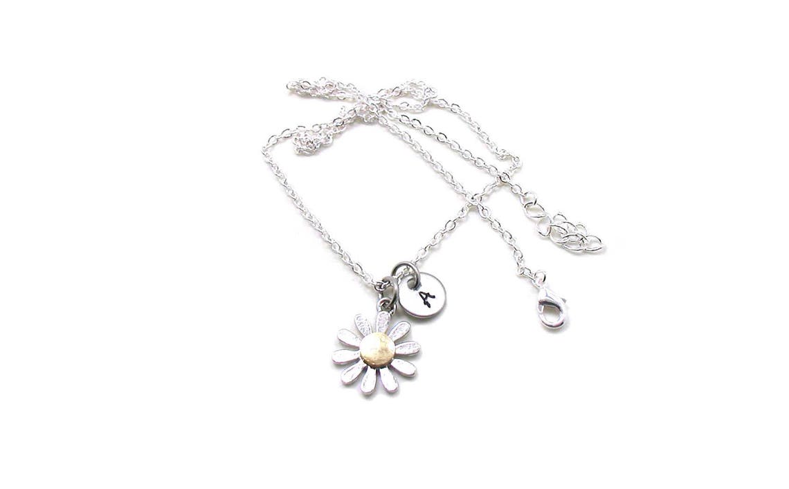 Daisy Necklace Daisy Charm Necklace Daisy Jewelry Daisy Etsy
