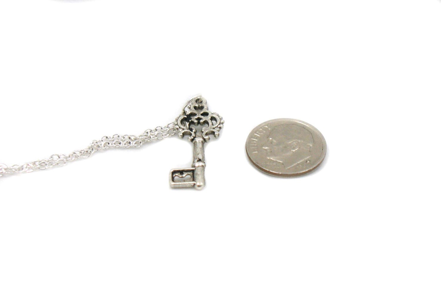 Skeleton Key Necklace Charm Necklace Charm Jewelry Silver Etsy