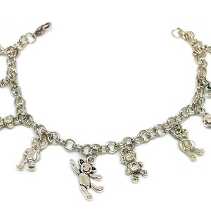 Bear Charm Bracelet, Bear Bracelet, Teddy Bear Charm Bracelet, Teddy Bear Bracelet, Silver Teddy Bear, Silver Bracelet, Silver Bear