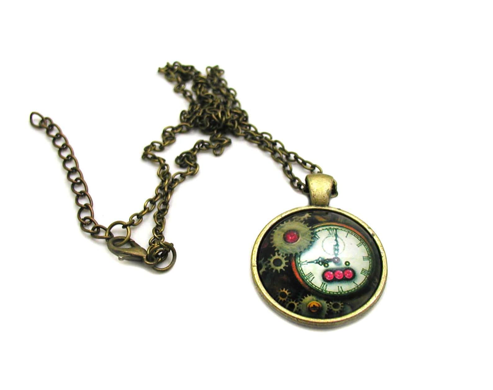 Mechanical Clock Necklace Mechanical Watch Pendant Charm Etsy
