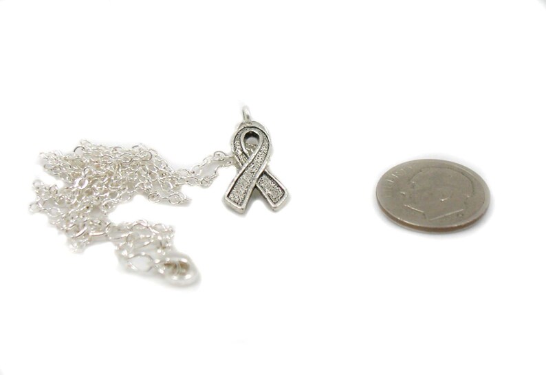 Cancer Ribbon Necklace Charm Necklace Charm Jewelry Cancer Etsy