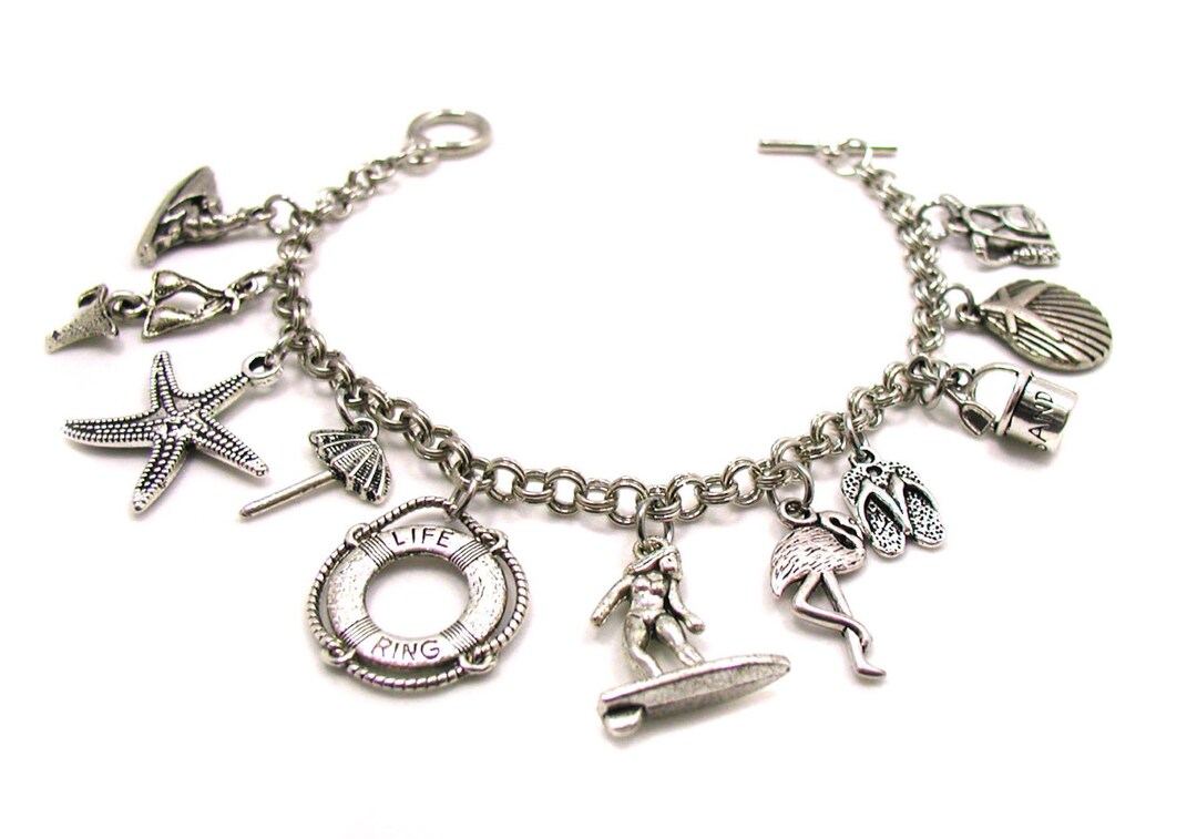 Beach Charm Bracelet Beach Bracelet Swimming Bracelet Etsy
