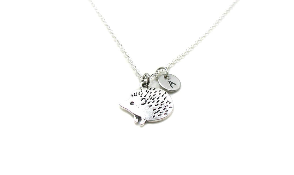 Cute Animal Hedgehog Necklaces Silver Tiny Hedgehog Charm Jewelry Birthday Gifts 10PCS-N020
