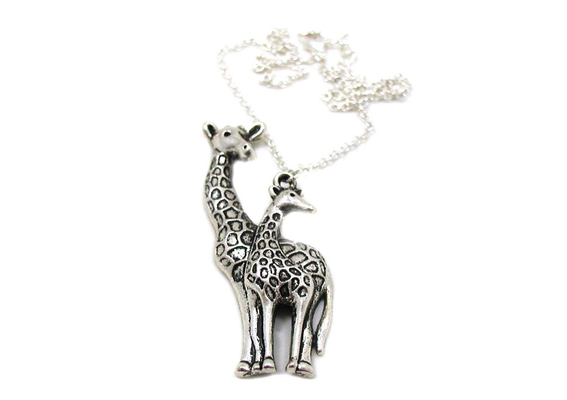 Mom and Baby Giraffe Necklace Giraffe Charm Giraffe Jewelry Etsy UK