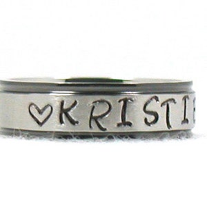 Name Ring, Stainless Steel Ring, Best Friend Ring, Personalized Ring, Custom Name Ring, Hand Stamped Ring, Custom Ring, Sisters Ring Gift