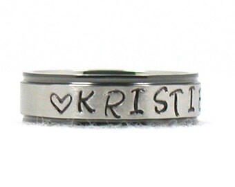 Name Ring, Stainless Steel Ring, Best Friend Ring, Personalized Ring, Custom Name Ring, Hand Stamped Ring, Custom Ring, Sisters Ring Gift