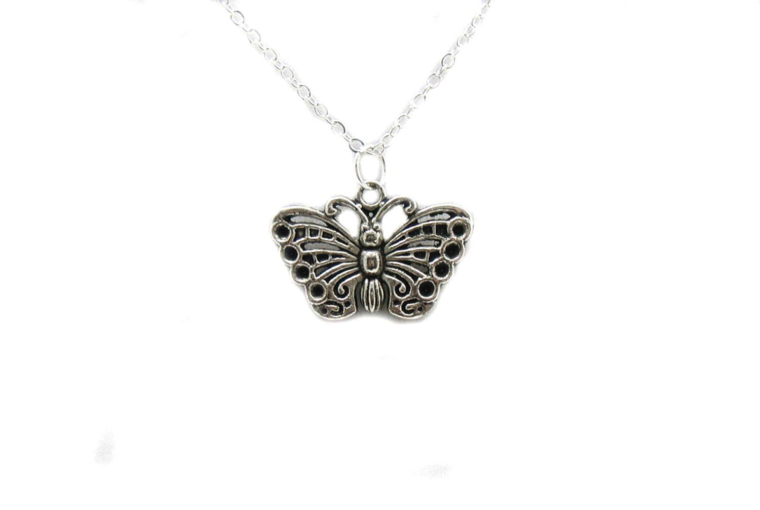 Butterfly Necklace Charm Necklace Butterfly Charm Jewelry Etsy