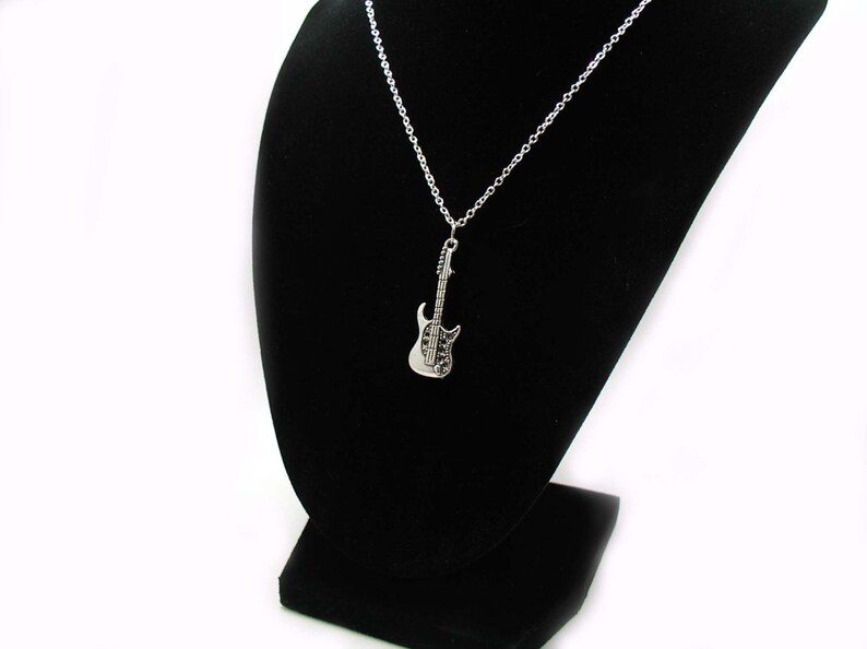 Guitar Necklace Charm Necklace Guitar Charm Jewelry Guitar Etsy