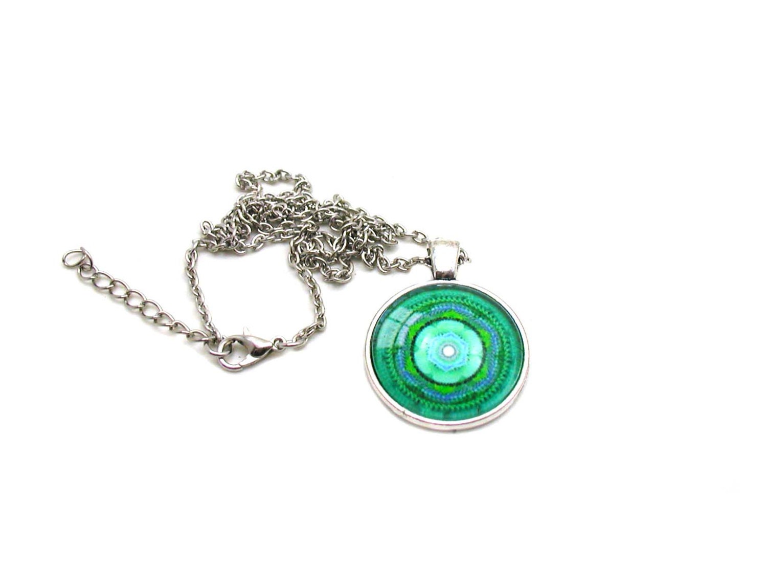 Green Kaleidoscope Necklace Picture Necklace Kaleidoscope Etsy