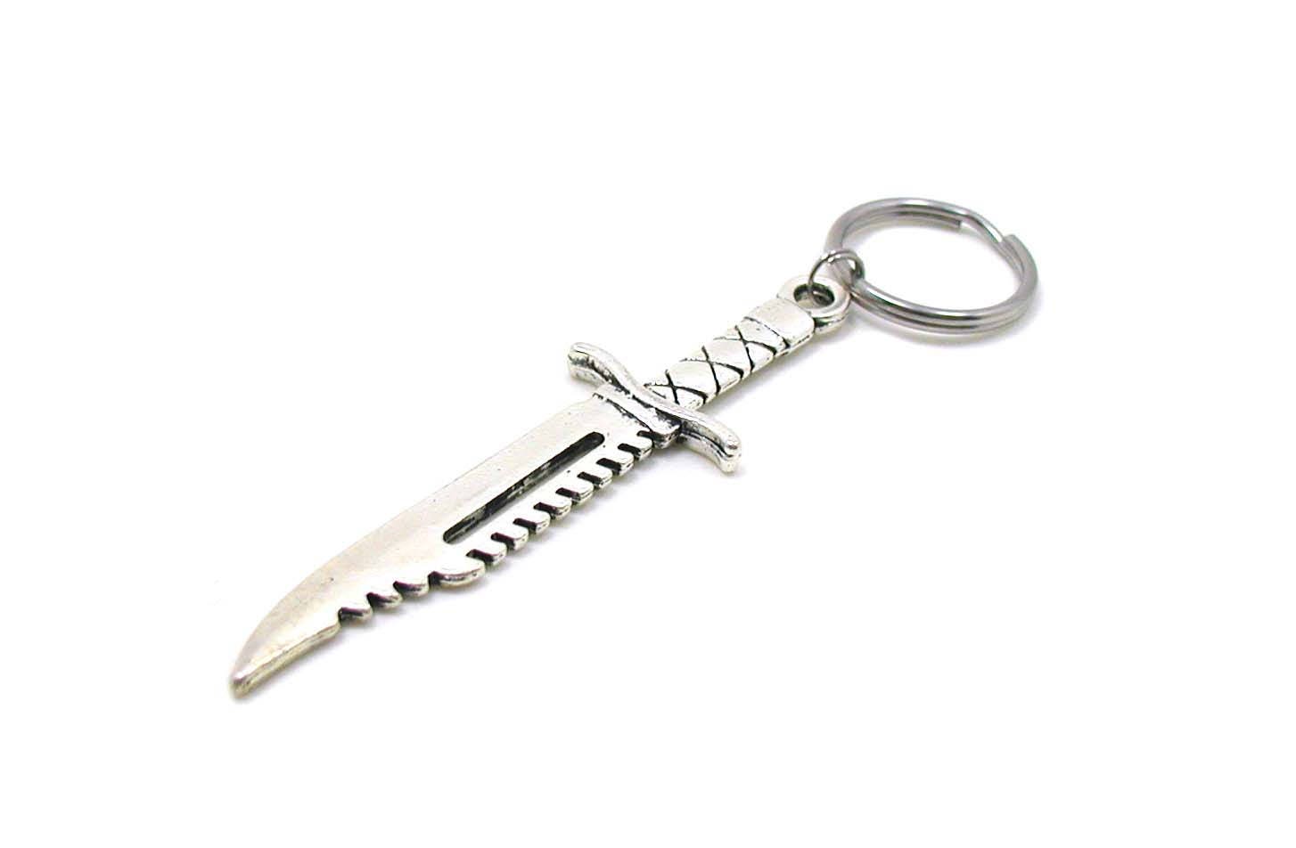 Silver Dagger Keychain, Dagger Key Ring, Dagger Knife Keychain