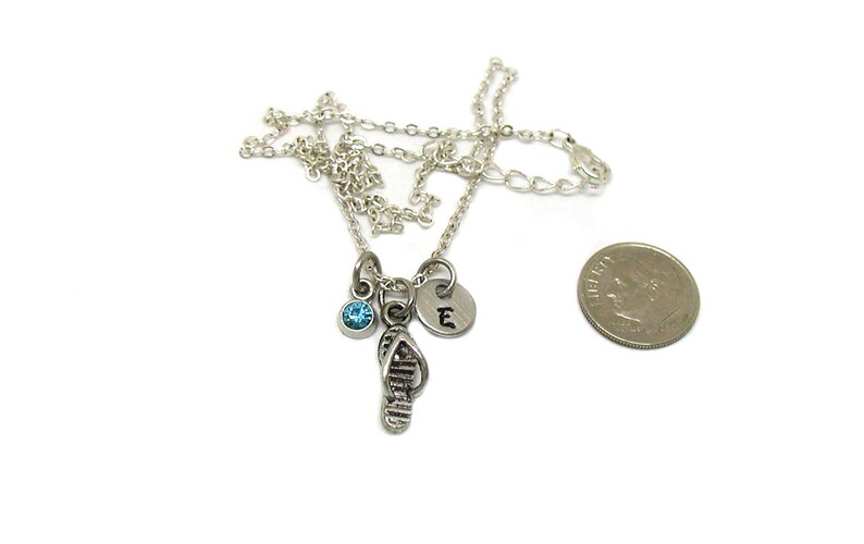 Flip Flop Necklace, Flip Flop Pendant, Flip Flop Charm, Antique Silver Flip Flop, Silver Flipflop Necklace, Beach Shoe Charm, Sandal Charm image 2