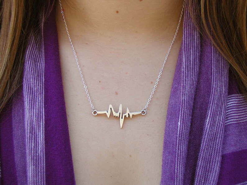 Heartbeat Jewelry Nurse Jewelry Heartbeat Pendant Nurse Necklace Silver Heartbeat Heartbeat Necklace Charm Jewelry EKG Necklace