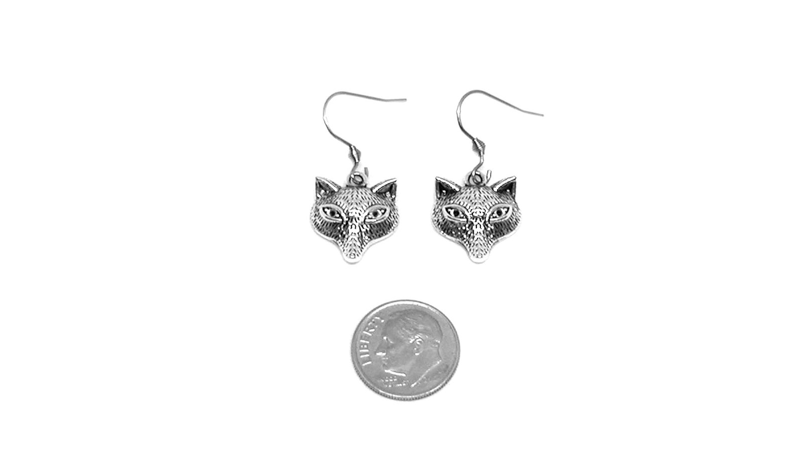 Fox Earrings Fox Charm Fox Jewelry Silver Fox Earrings Etsy