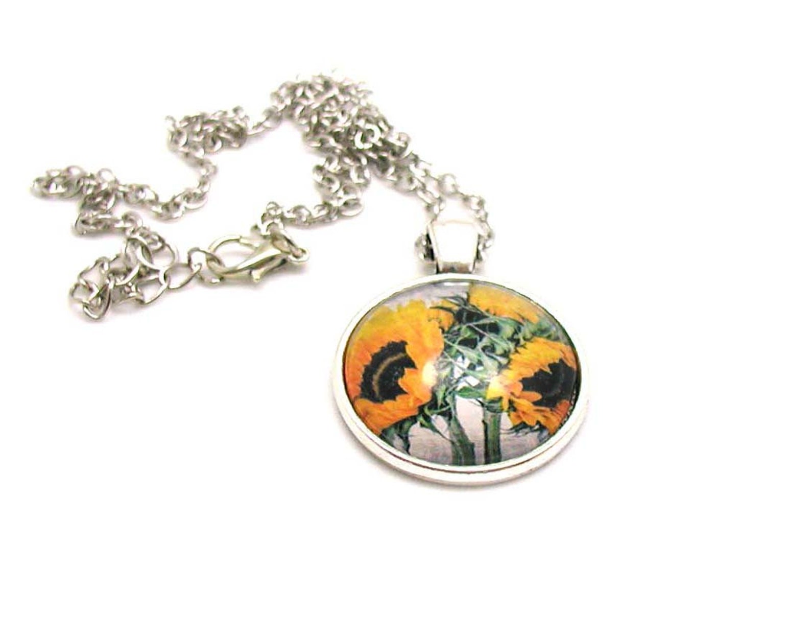 Sunflower Necklace Sunflower Pendant Sunflower Charm Etsy UK