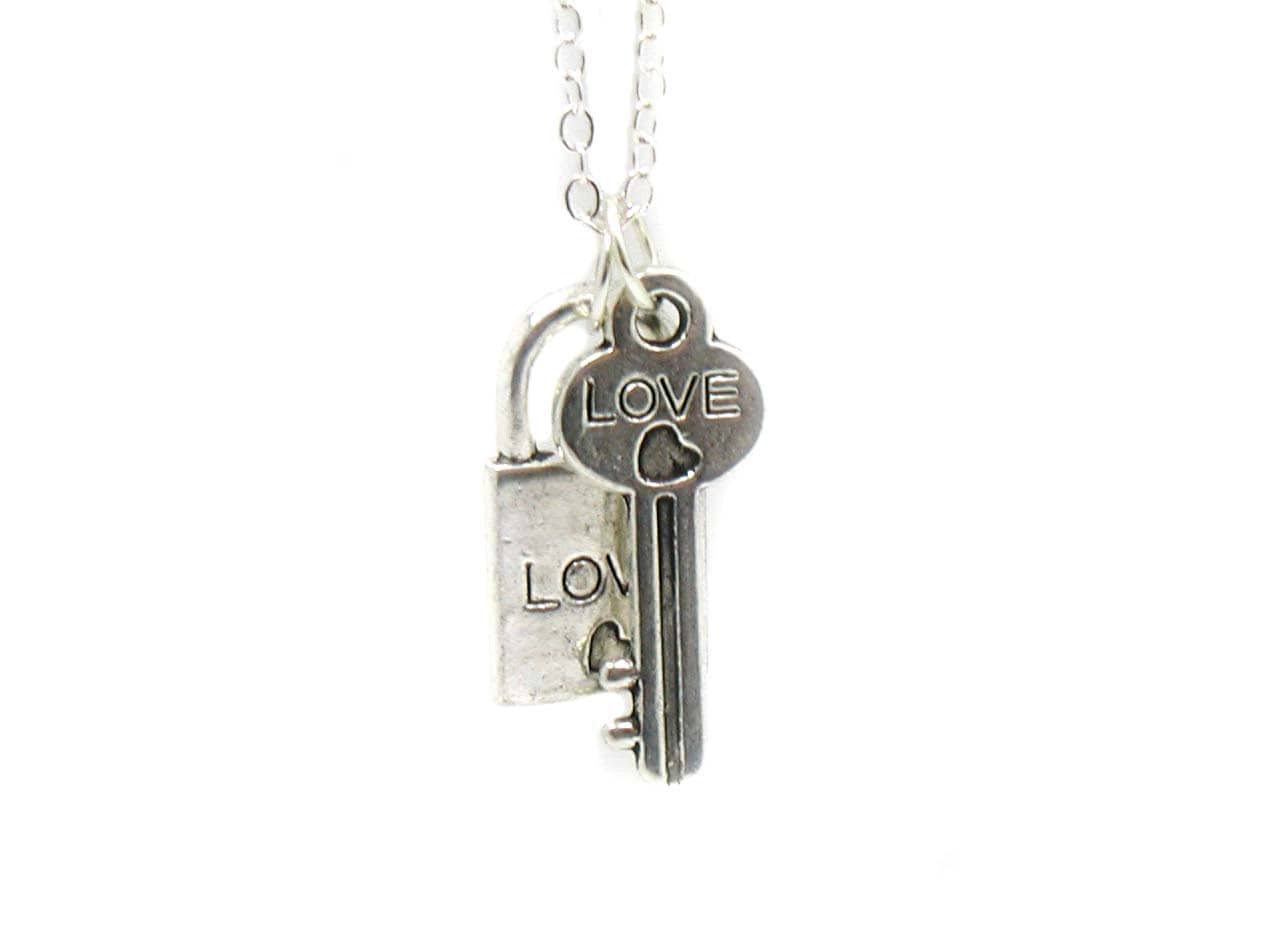 Lock and Key Necklace Lock and Key Charm Dainty Necklace Etsy