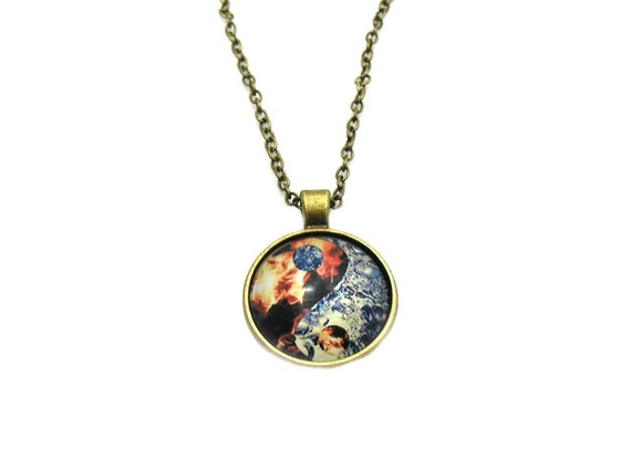 Yin Yang Necklace Fire and Ice Necklace Charm Necklace Sister