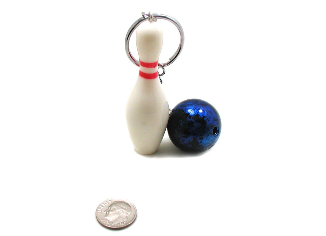 Blue Bowling Ball Keychain Bowling Key Ring Sports Keychain Etsy