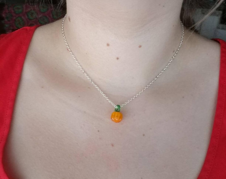 Fall Necklace Lamp Work Necklace Halloween Necklace Pumpkin Jewelry Halloween Jewelry Pumpkin Pendant Pumpkin Necklace Jack O Lantern