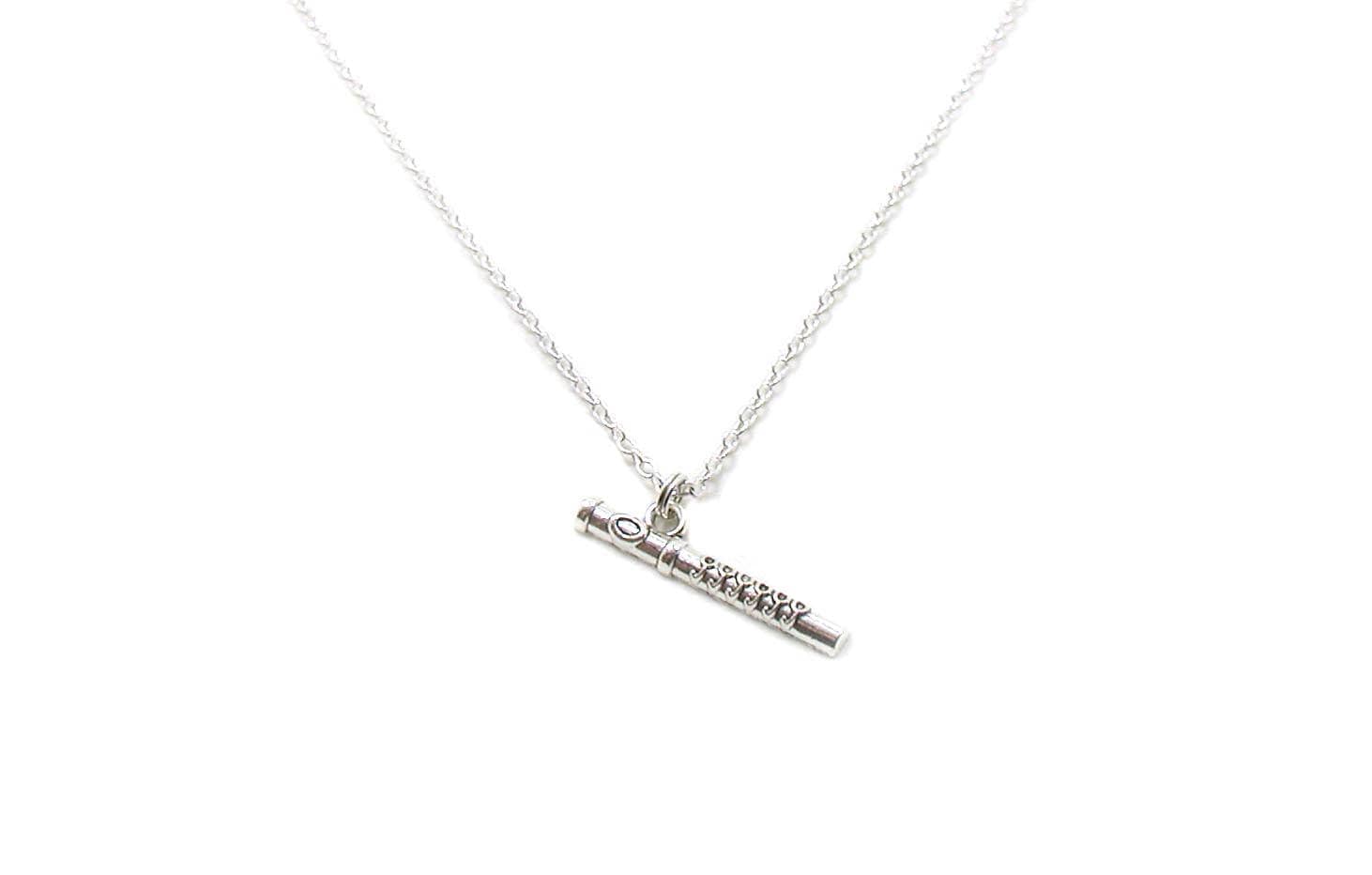 Flute Necklace Flute Charm Necklace Music Necklace Music Etsy