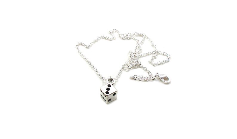Dice Necklace, Gambling Necklace, Dice Pendant, Dice Jewelry, Silver ...