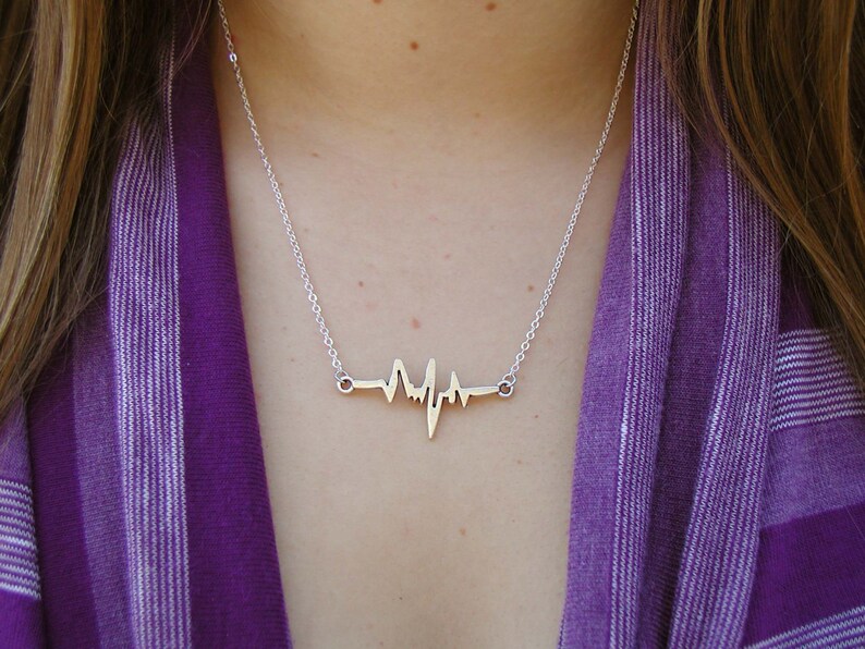 Heartbeat Jewelry Nurse Jewelry Heartbeat Pendant Nurse Necklace Silver Heartbeat Heartbeat Necklace Charm Jewelry EKG Necklace