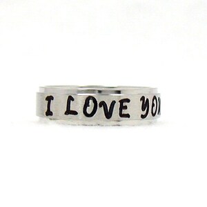 I Love You Ring, Love Ring, Stainless Ring, Stainless Steel Ring, Personalized Ring, Custom Name Ring, Hand Stamped Ring, Customized Ring image 1