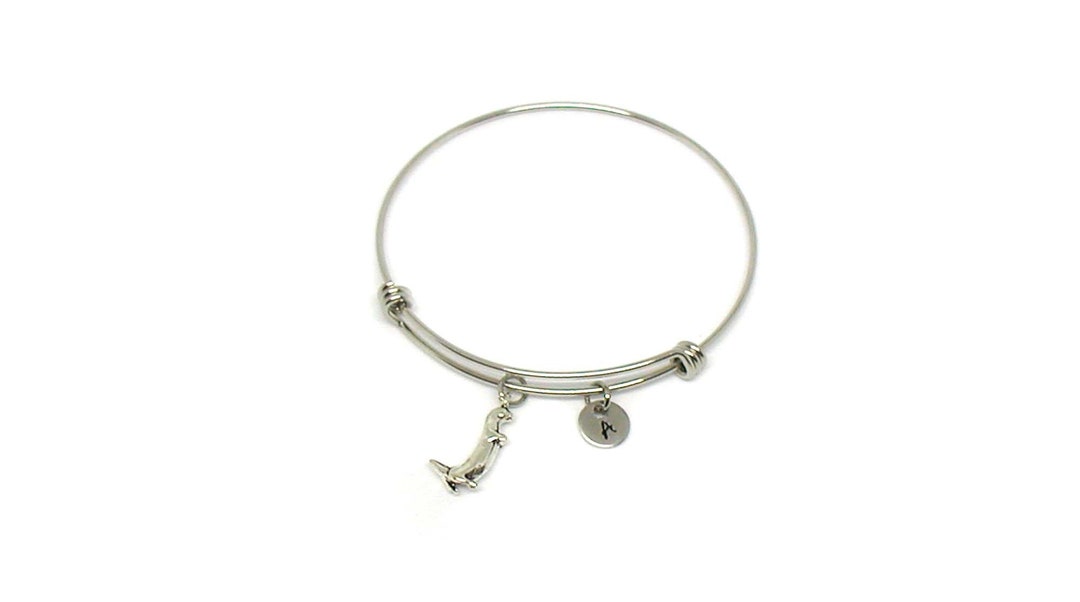 Silver Otter Bangle, River Otter Charm Bracelet, Expandable Bangle