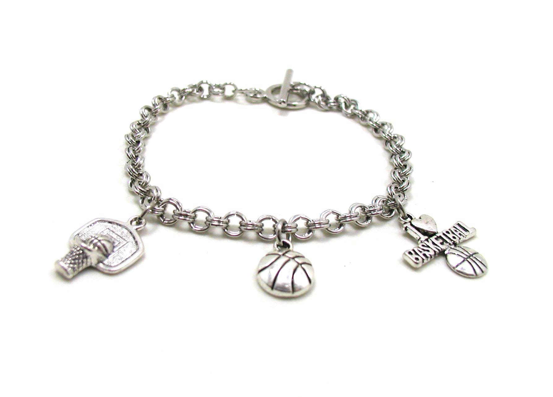 Basketball Charm Bracelet I Love Basketball Bracelet Etsy UK