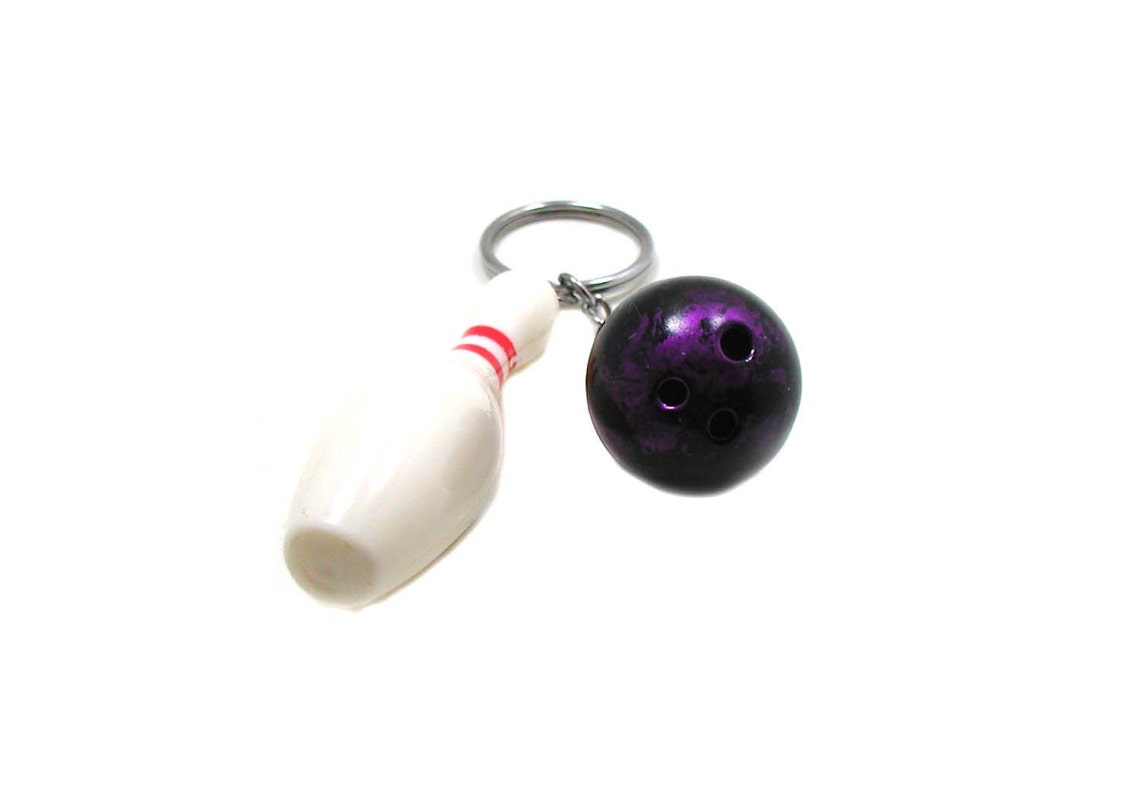 Purple Bowling Ball Keychain Bowling Key Ring Sports Etsy