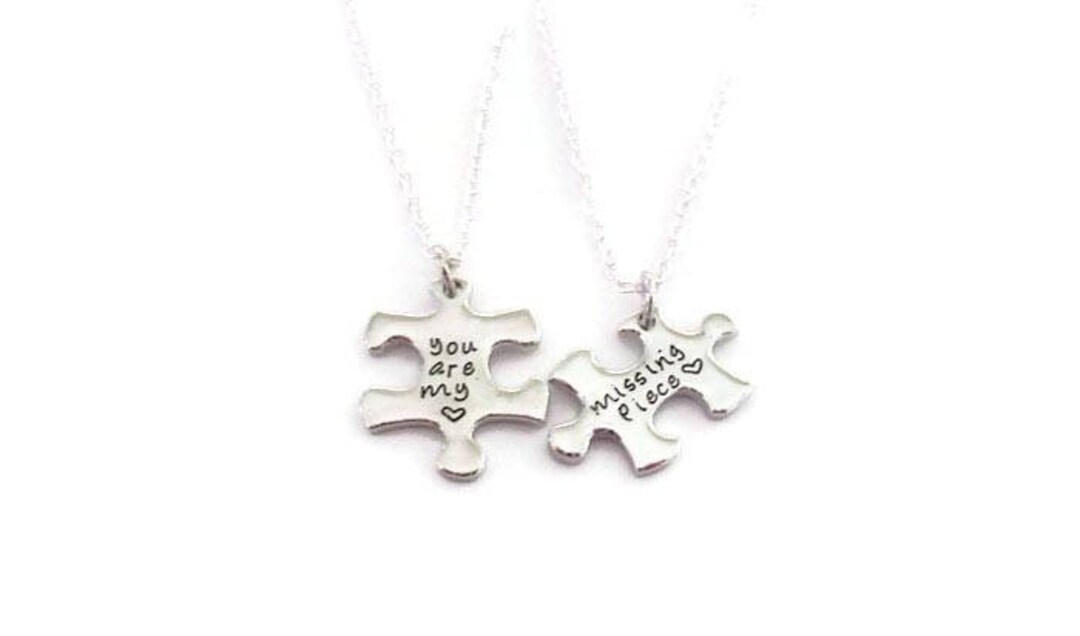 Puzzle Piece Necklace Set Best Friends Necklace Long Etsy