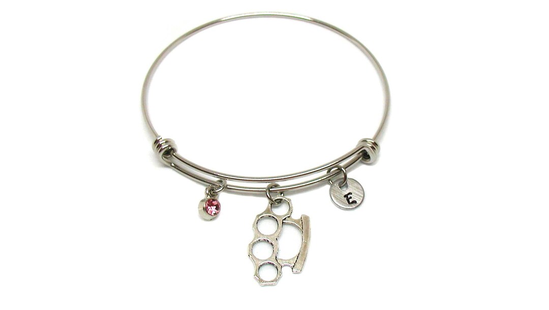 Brass Knuckles Bracelet, Brass Knuckles Bangle, Knuckleduster Charm