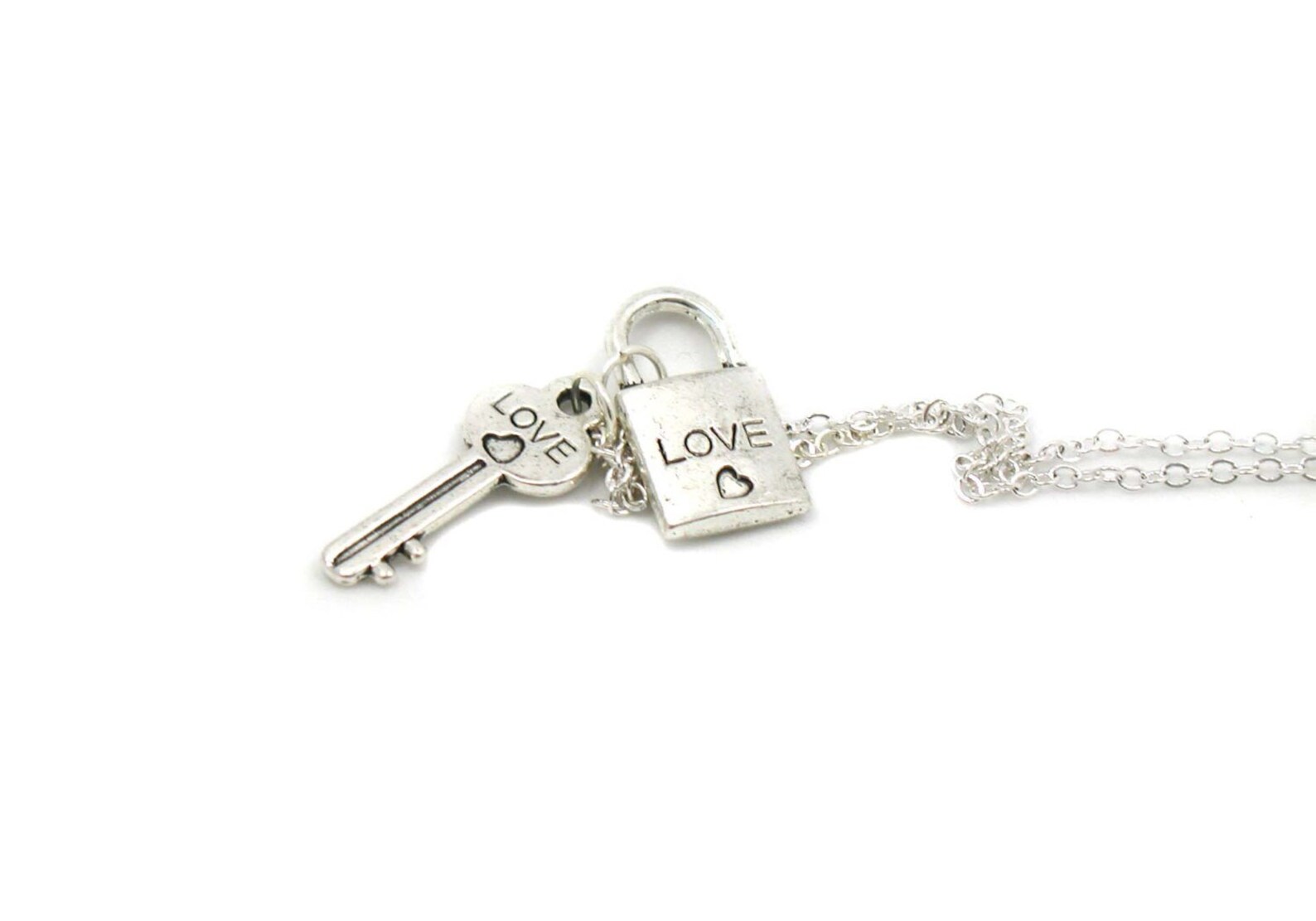 Lock and Key Necklace Lock and Key Charm Dainty Necklace Etsy