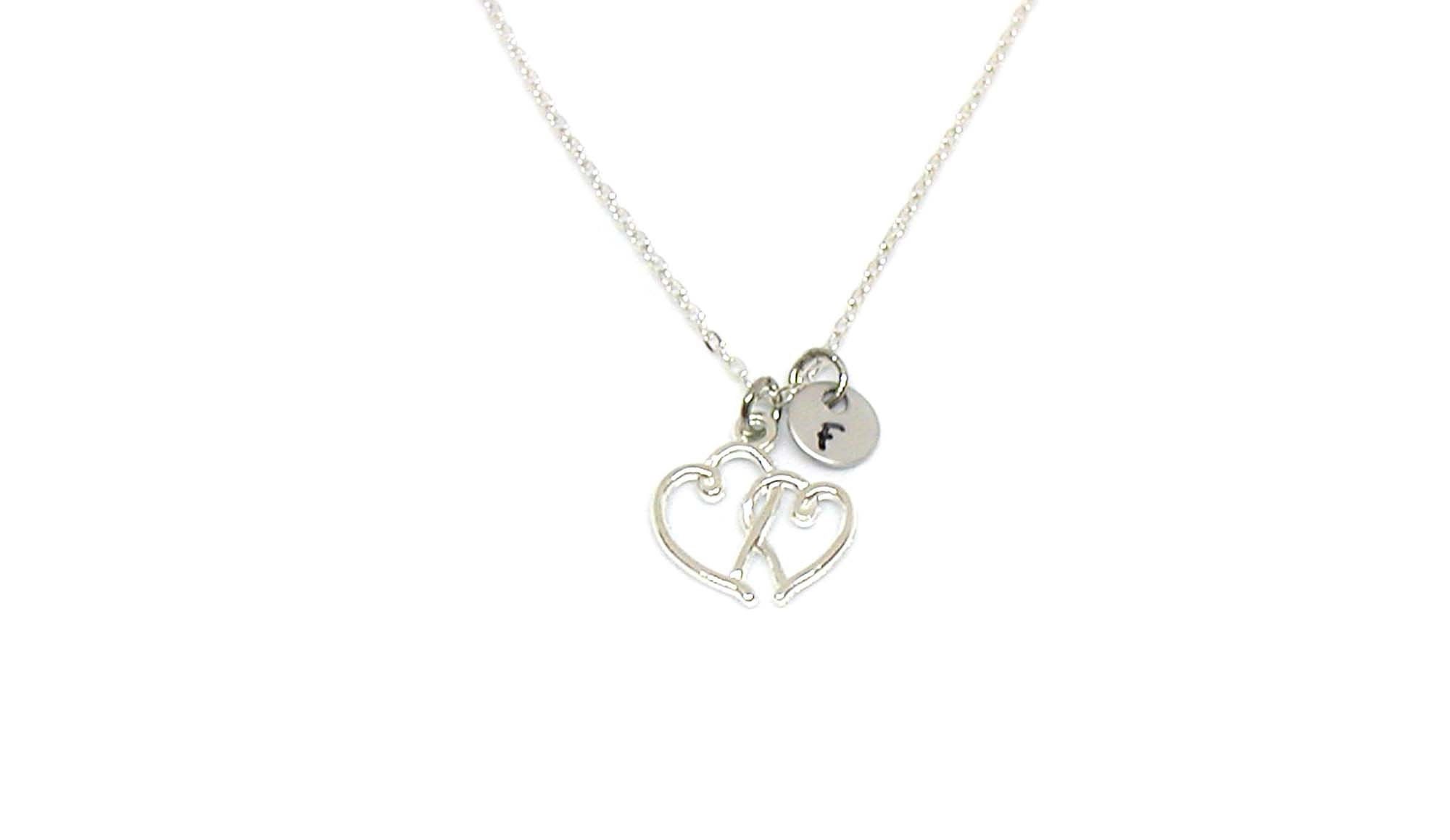 Double Heart Necklace Heart Charm Heart Jewelry Double | Etsy