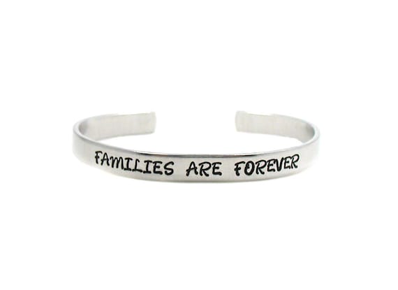 Families Are Forever, Aluminum Cuff, Aluminum Bracelet Cuff, Custom Bracelet Cuff, Personalized Bracelet, Hand Stamped Cuff, Adjustable Cuff