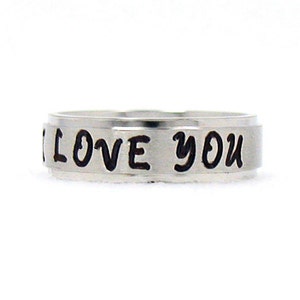 I Love You Ring, Love Ring, Stainless Ring, Stainless Steel Ring, Personalized Ring, Custom Name Ring, Hand Stamped Ring, Customized Ring image 2