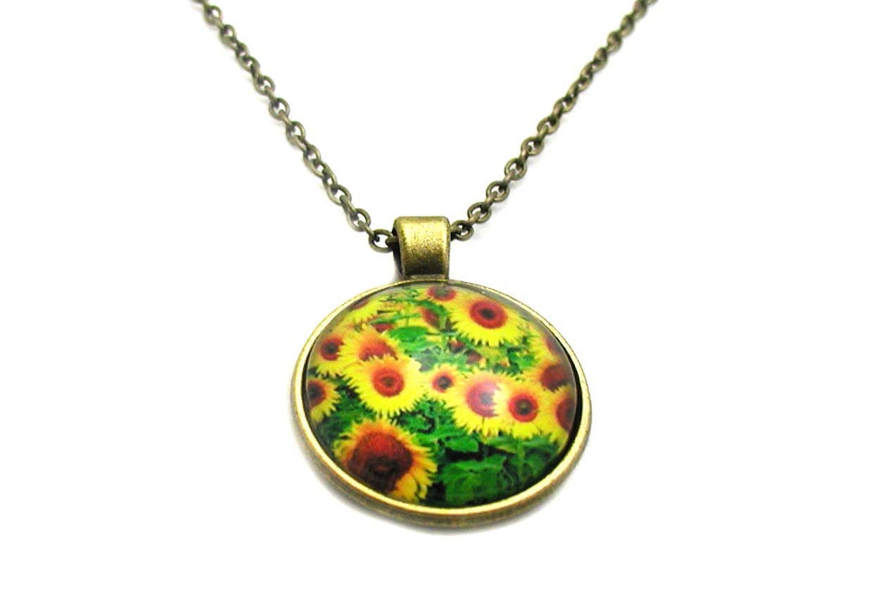 Sunflower Necklace Sunflower Pendant Sunflower Charm Etsy