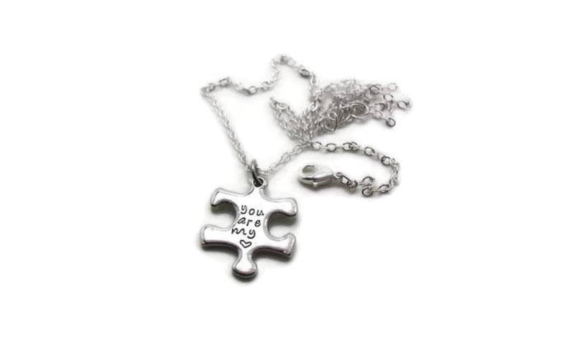 Puzzle Piece Necklace Set Best Friends Necklace Long Etsy