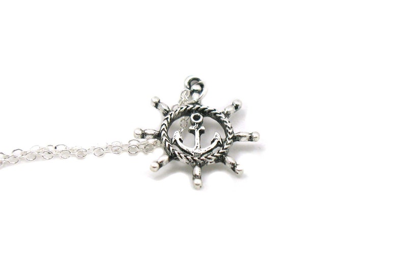 Anchor Necklace Nautical Necklace Helm Wheel Jewelry Anchor Etsy