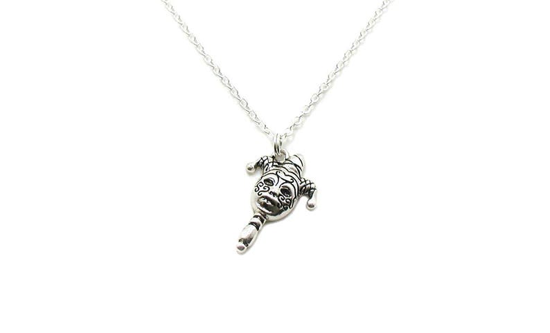 Jester Necklace, Court Jester Necklace, Clown Necklace, Mardi Gras Necklace, Jester Pendant, Jester Jewelry, Drama Necklace, Jester Charm image 2