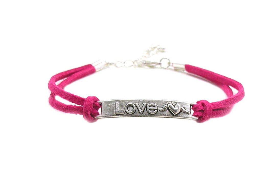 Love Faux Suede Bracelet Faux Suede Charm Bracelet Silver - Etsy