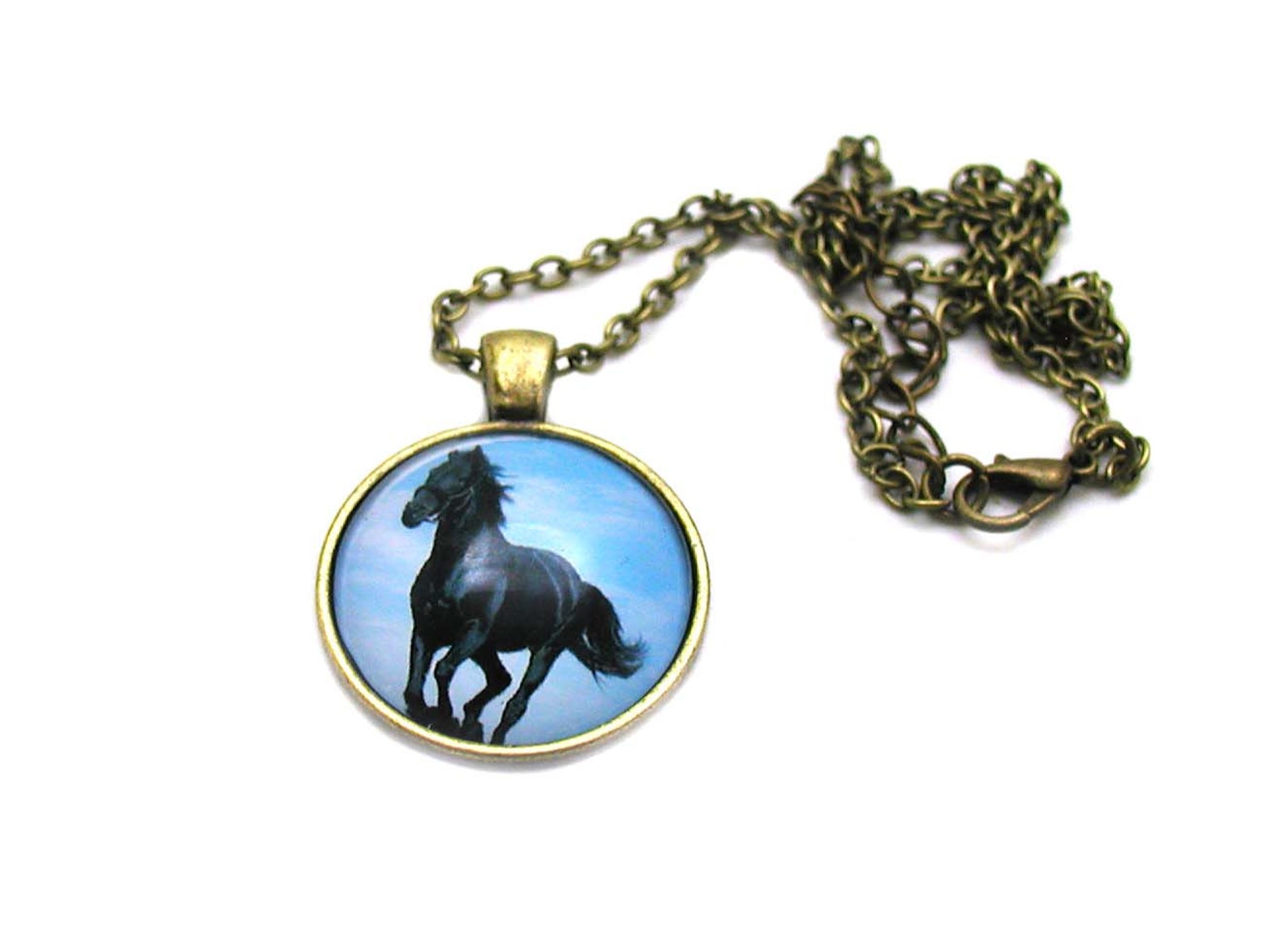 Horse Necklace Black Horse Necklace Horse Pendant Horse Etsy