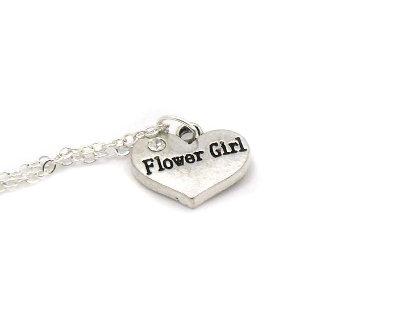 Flower Girl Necklace Flower Girl Charm Jewelry Wedding Etsy