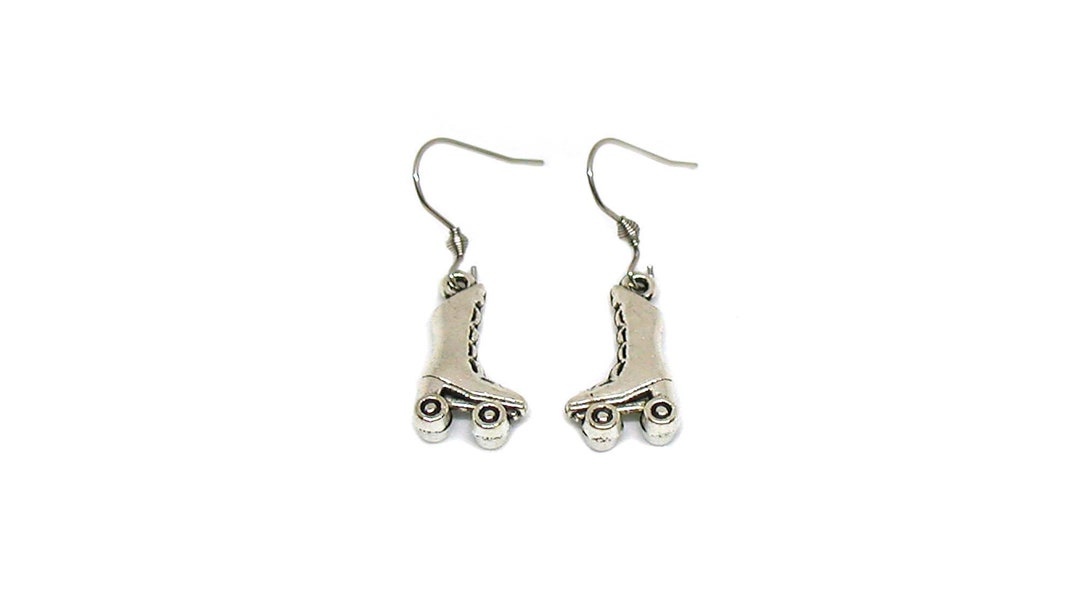 Roller Skates Earrings, Roller Skates Charm, Skating Jewelry, Silver